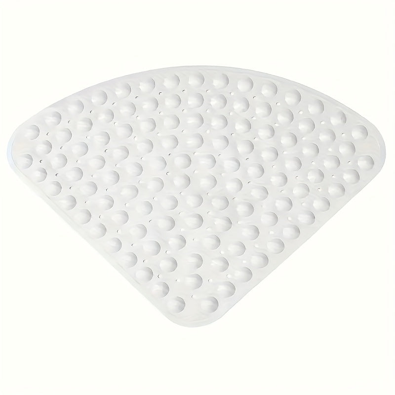 1pc Fan-Shaped Non-Slip Mat 21.26x21.26inch with Suction Cups, Drainage Holes, PVC Material, Machine Washable, Suitable for Bathroom, Kitchen, Greenhouse, Flower House, etc, Furniture Decoration