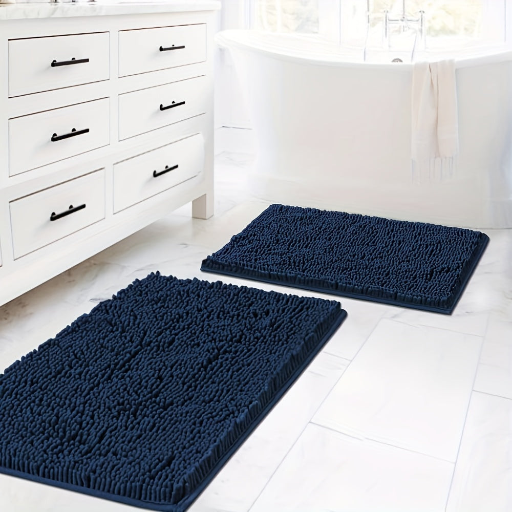 AIERJIA 2PCSBath Rugs for Bathroom Slip-Resistant Shag Chenille Bath Rugs Mat Extra Soft And Absorbent Bath Rug for Shower Room Machine-Washable Fast Dry 20" X 32" Plus 17" X 24"