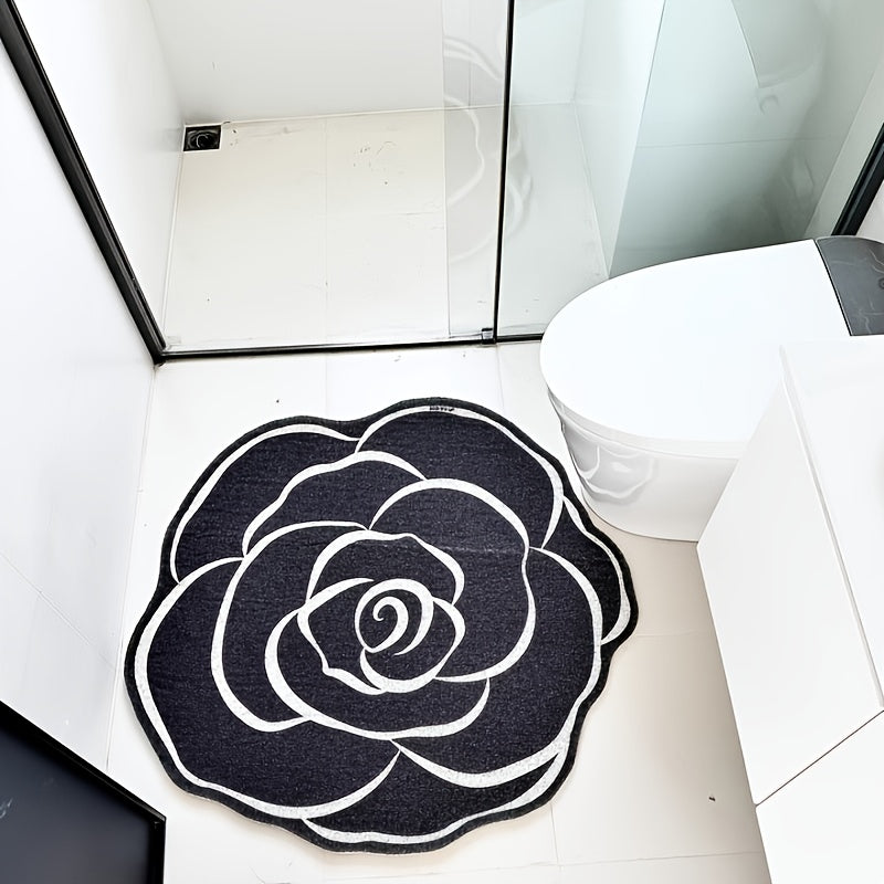 Non-Slip Bath Mat with Unique Floral Design - Durable PVC Shower, Soft Plush Texture, Easy to Clean, Modern Bathroom Decor for Home Safety, Bathroom