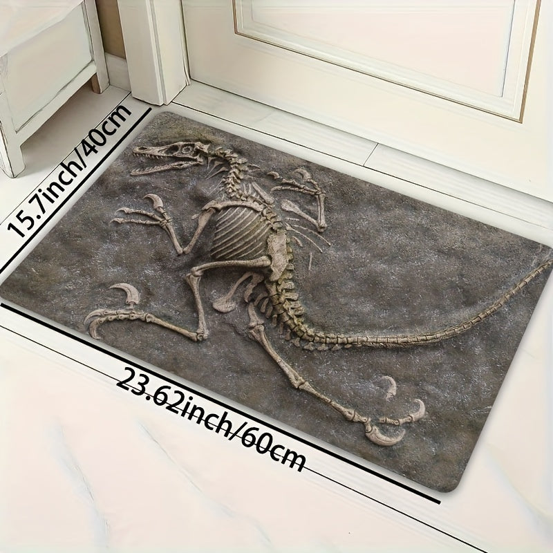 Dinosaur Fossil Pattern Soft Thickened Mat - 8mm, Machine Washable, Suitable for Bathroom, Kitchen, Living Room, Bedroom - Multifunctional Indoor Decorative Mat, Dinosaur Bathroom Decoration