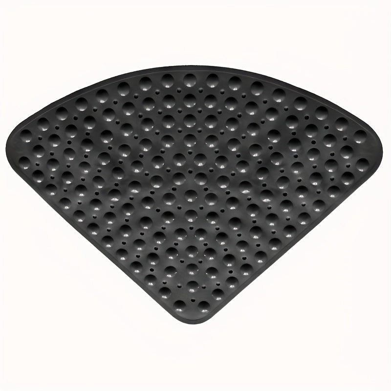 1pc Fan-Shaped Non-Slip Mat 21.26x21.26inch with Suction Cups, Drainage Holes, PVC Material, Machine Washable, Suitable for Bathroom, Kitchen, Greenhouse, Flower House, etc, Furniture Decoration