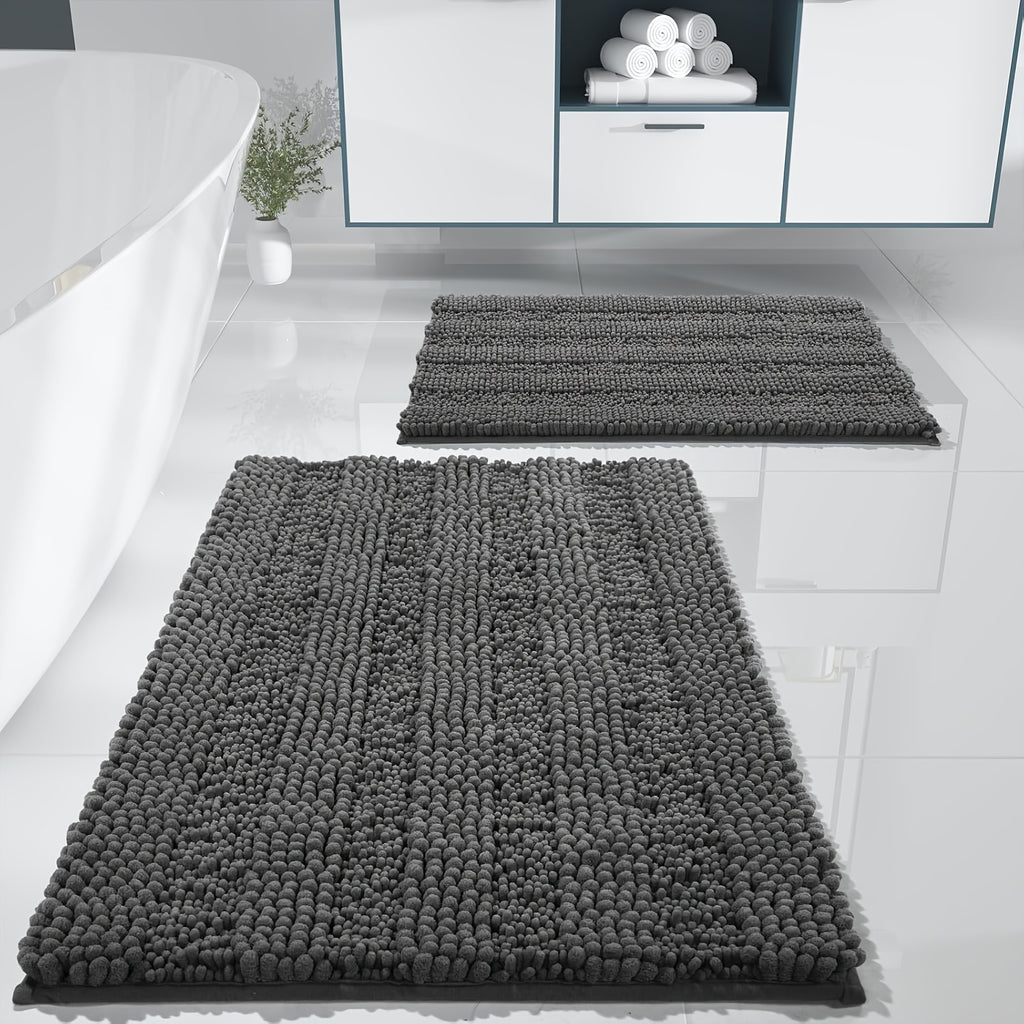 2pcs, Super Absorbent! Footfeel Soft And Quick-Drying Upgraded Thickened! Nordic Style Chenille Bathroom Mat, Fluffy Ball Bathroom Mat, Non-Slip And Comfortable And Fashionable Versatile Bathroom Mat, Guardian Home Dry Chenille Thickened And Enclosed Soft