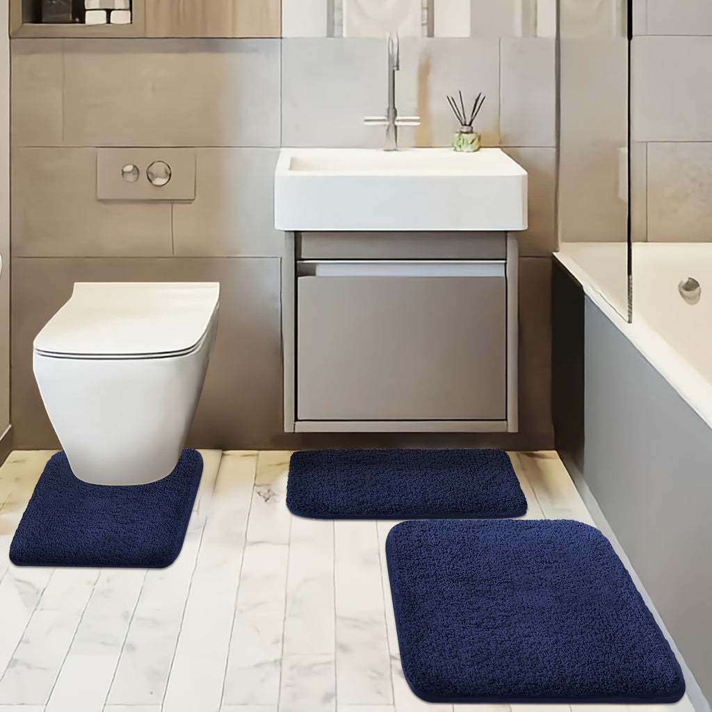 Three-piece Set of Extra Thick Bathroom Soft Floor Mats Simple Washbasin Mat Bathtub Absorbent Soft Foot Pad Bath Mat Toilet Seat