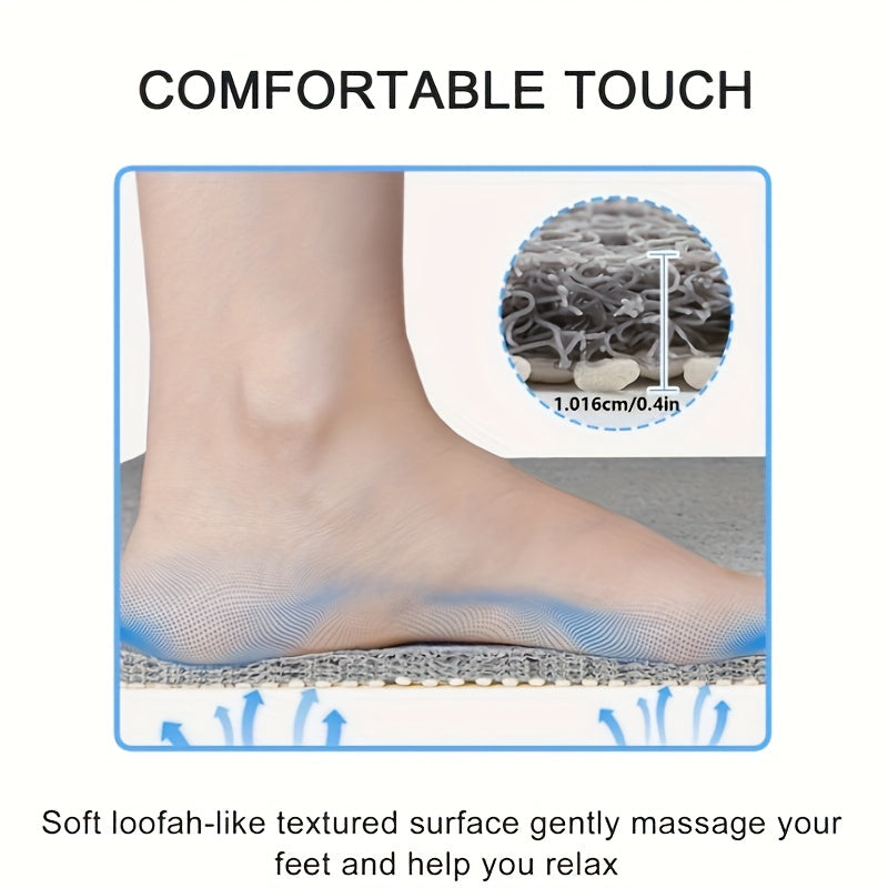 1pc Bathroom Non-slip Mat, Foaming Loofah Base Shower Mat, Waterproof Floor Mat, 21*21in, Bath Supplies