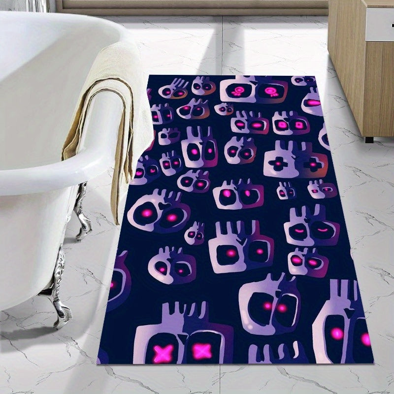 1pc Pixel Art Style Bathroom Mat - Super Absorbent, Non-Slip, Easy to Clean & Washable Floor Mat with Vibrant Neon Colors, Perfect for Kitchen, Bedroom, Laundry Room, and More, Bathroom Mat | Playful Design | Durable Rubber Backing, Bathroom Mat