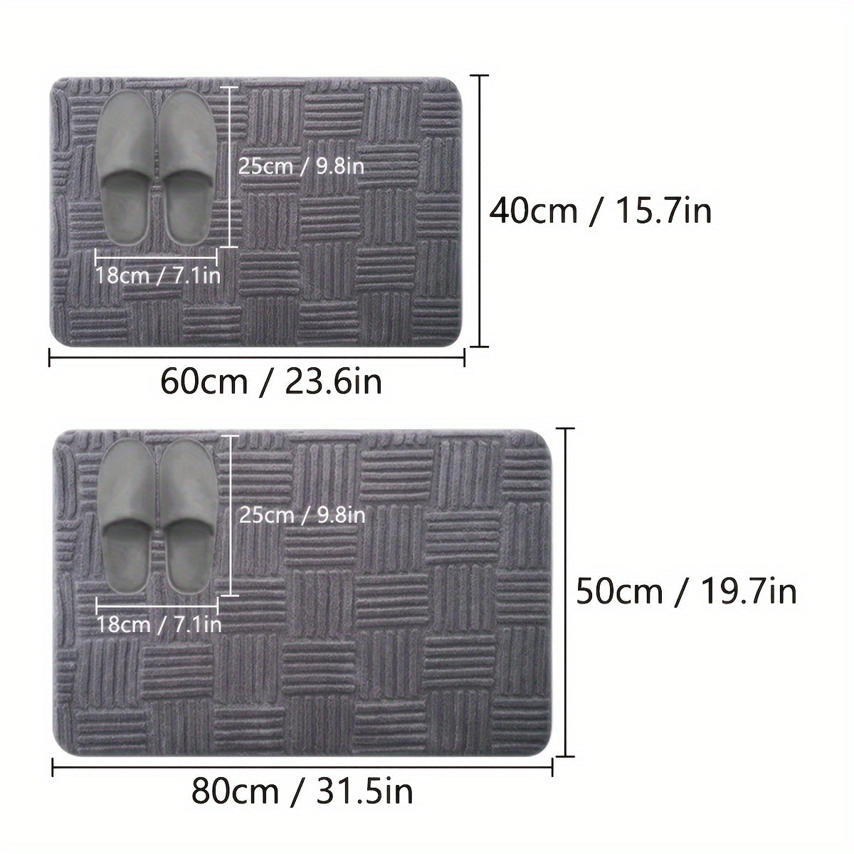 1pc, Thickened Bathroom Absorbent Mat, Non-Slip Bathtub Rug, Home Entryway Carpet, Solid Color & Stripe Pattern, Rectangular, Lightweight, Machine-Made, PVC Backing, Polyester, Hand Wash Only