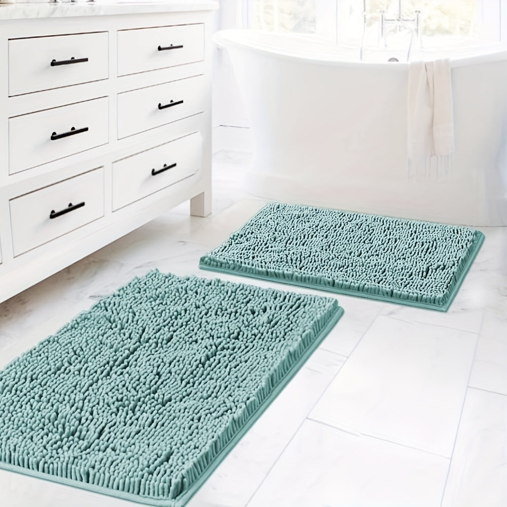 AIERJIA 2PCSBath Rugs for Bathroom Slip-Resistant Shag Chenille Bath Rugs Mat Extra Soft And Absorbent Bath Rug for Shower Room Machine-Washable Fast Dry 20" X 32" Plus 17" X 24"