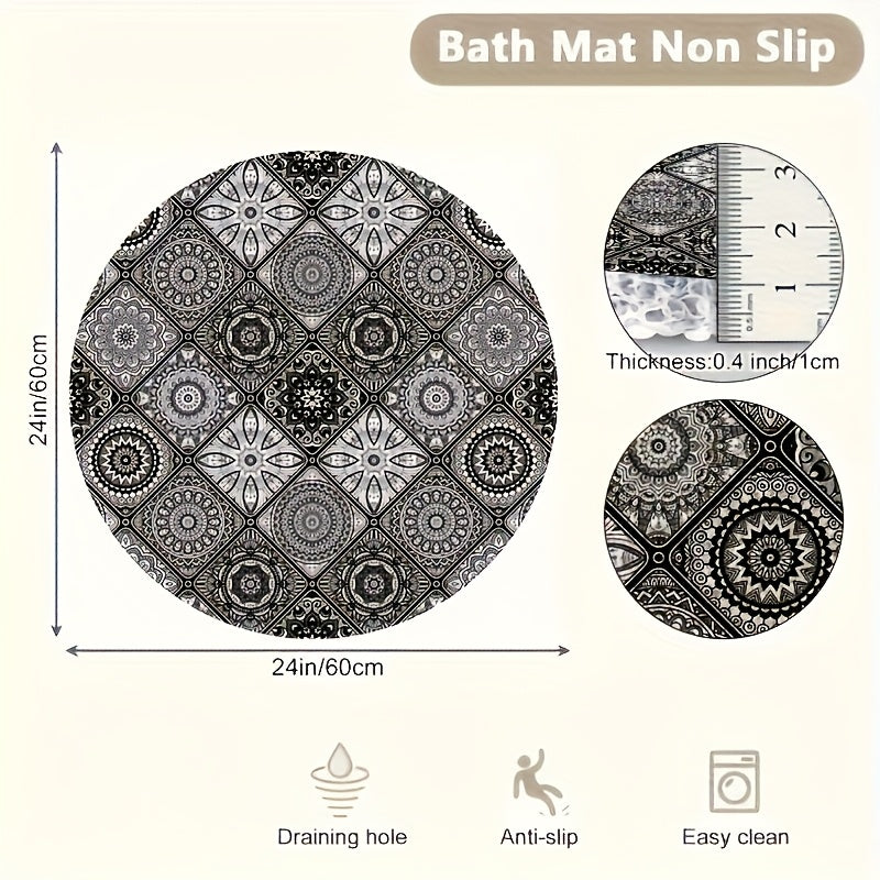 Non-Slip Shower Mat with Drain Holes - Quick-Dry Bath, Anti-Slip Bathroom Floor Mat, Soft Cushioned PVC Bath Mat for Shower, Bathtub, Kitchen - Easy Clean Bathroom Safety Mat, Mosaic Design, Elderly Care