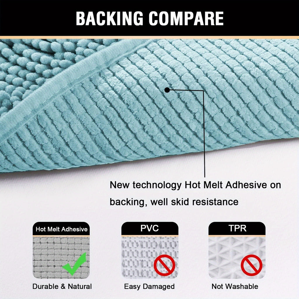AIERJIA 2PCSBath Rugs for Bathroom Slip-Resistant Shag Chenille Bath Rugs Mat Extra Soft And Absorbent Bath Rug for Shower Room Machine-Washable Fast Dry 20" X 32" Plus 17" X 24"