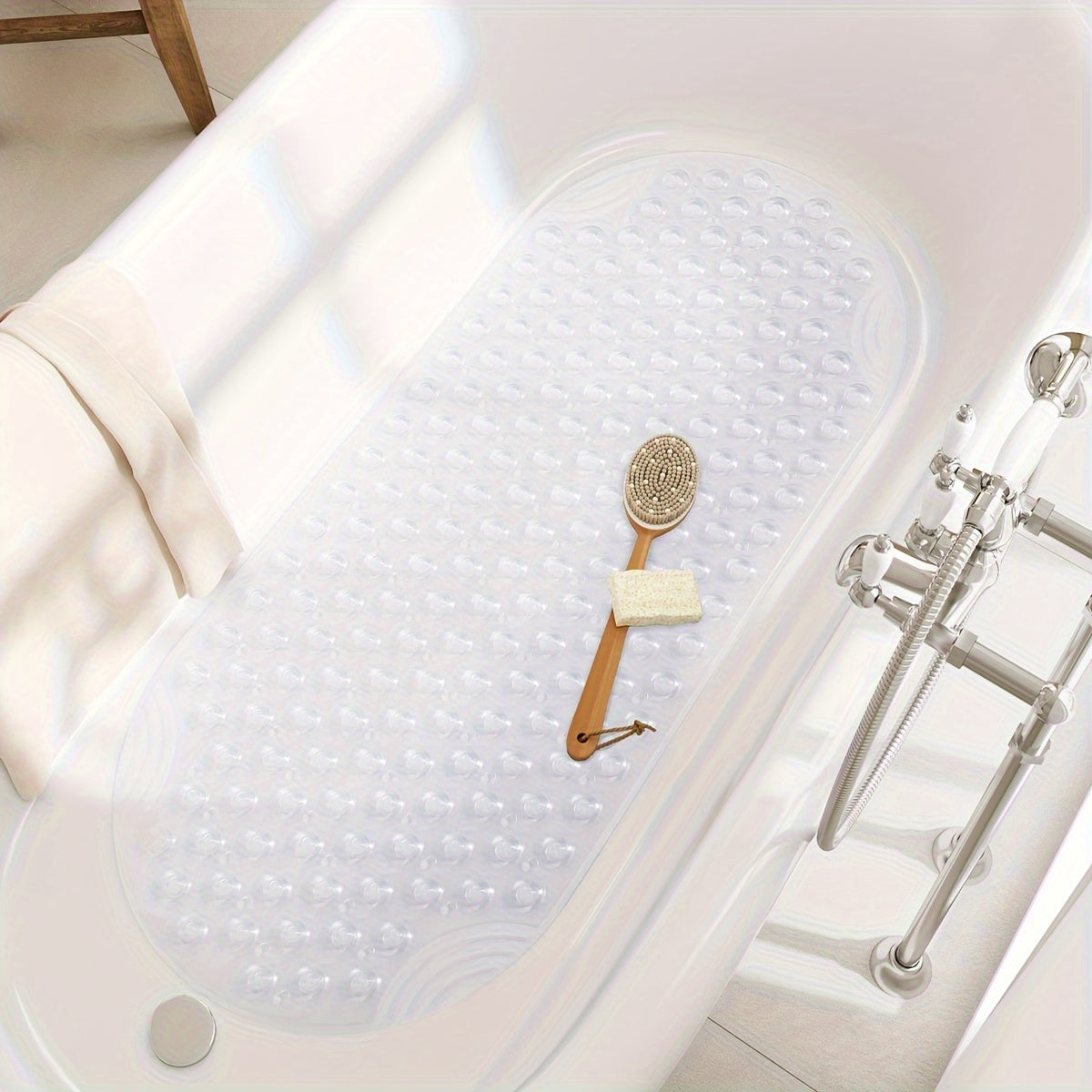 Premium PVC Non-Slip Bathtub Mat with Massage Foot Design - Washable, 15.7" x 34.6", Includes Suction Cups for Secure Placement, Christmas/Halloween Gift Decoration