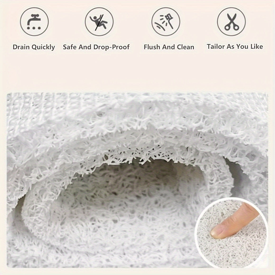 Heart-Shaped PVC Shower Mat, Non-Slip Anti-Fall Bathroom Floor Mat with Drainage and Separation Pad, Hollow Design for Safety and Water Efficiency, Bathroom Accessories|Decorative Bath Mat|PVC Material, Shower Ma