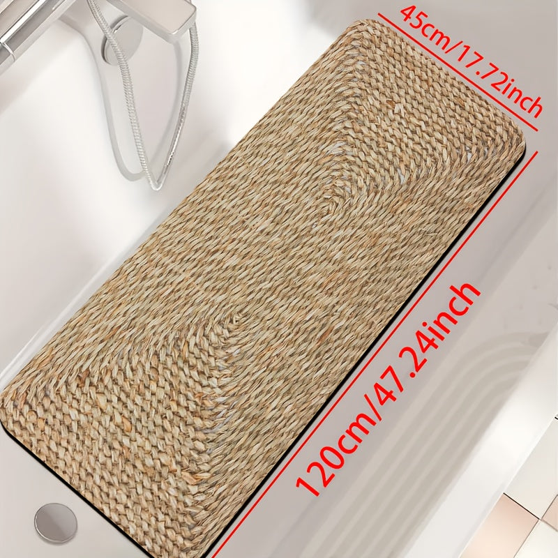 1pc Diatomite Bath Mat, Retro Texture Print Design, Quick-Dry & Non-Slip Absorbent Floor Mat, Soft and Comfortable for Bathroom, Shower, Laundry Room, Bedroom, Doorway, Kitchen Rug, RV Bathroom