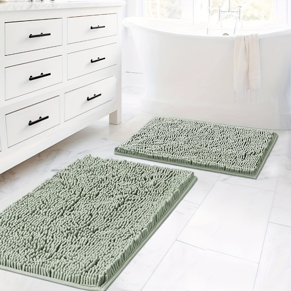 AIERJIA 2PCSBath Rugs for Bathroom Slip-Resistant Shag Chenille Bath Rugs Mat Extra Soft And Absorbent Bath Rug for Shower Room Machine-Washable Fast Dry 20" X 32" Plus 17" X 24"