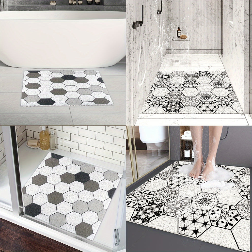 [1pc Non-Slip Shower Mat] 1pc Soft & Comfortable Non-Slip Shower Mat with Drainage Holes, PVC Loofah Massage Bath Mat | Quick-Dry, Ideal for Bathroom & Wet Areas, Hollow Design