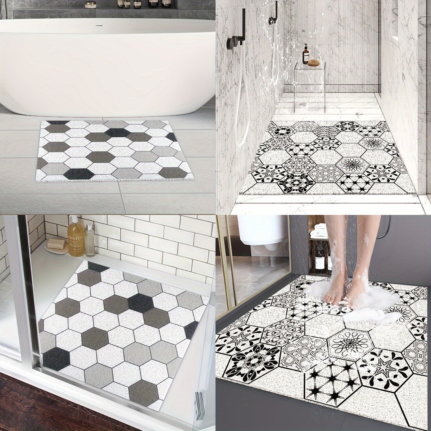 [1pc Non-Slip Shower Mat] 1pc Soft & Comfortable Non-Slip Shower Mat with Drainage Holes, PVC Loofah Massage Bath Mat | Quick-Dry, Ideal for Bathroom & Wet Areas, Hollow Design