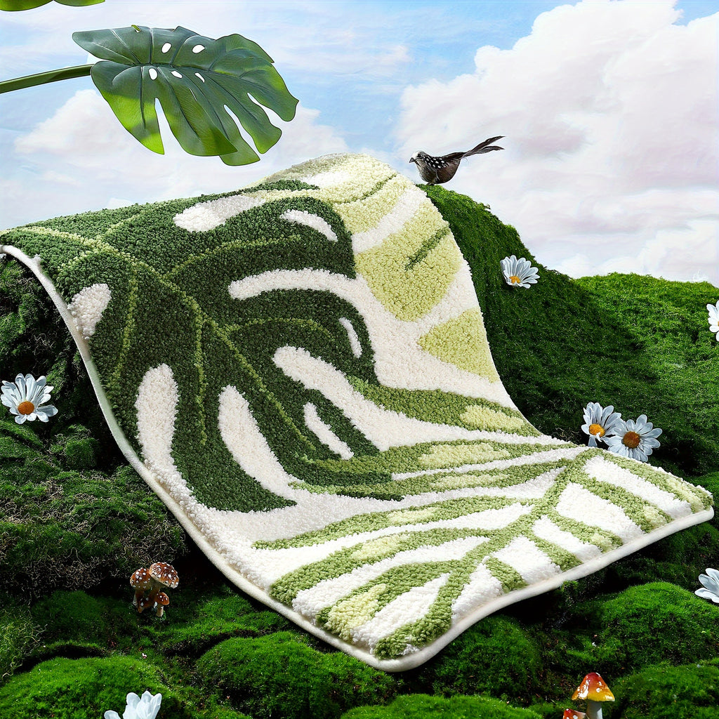 One Piece of Green Forest Rainforest Dense Forest Bathroom Floor Mat Absorbent Pad in Ins Style Fresh Home Use Bath Rug Doorstep Mat Flocked Toilet Foot Mat