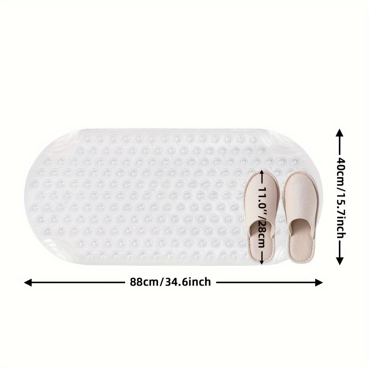 Premium PVC Non-Slip Bathtub Mat with Massage Foot Design - Washable, 15.7" x 34.6", Includes Suction Cups for Secure Placement, Christmas/Halloween Gift Decoration
