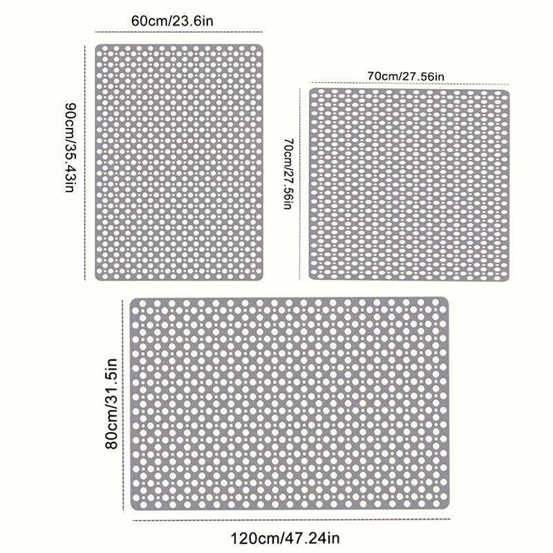 [Non-Slip Shower Mat] Non-Slip Shower Mat, Large | Round Hole Design with Drainage Holes and Strong Suction Cups for Enhanced Grip and Comfort, Machine Washable Bathroom TPE Safety Pad
