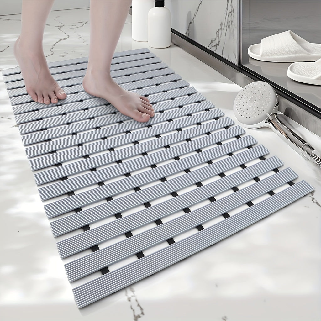 [DAJIANG Bathtub Mat] DAJIANG Non-Slip Bathtub Mat, Black & White Striped, PVC | Hollow Design, Suction Cup, Ideal for Shower and Bathtub Safety