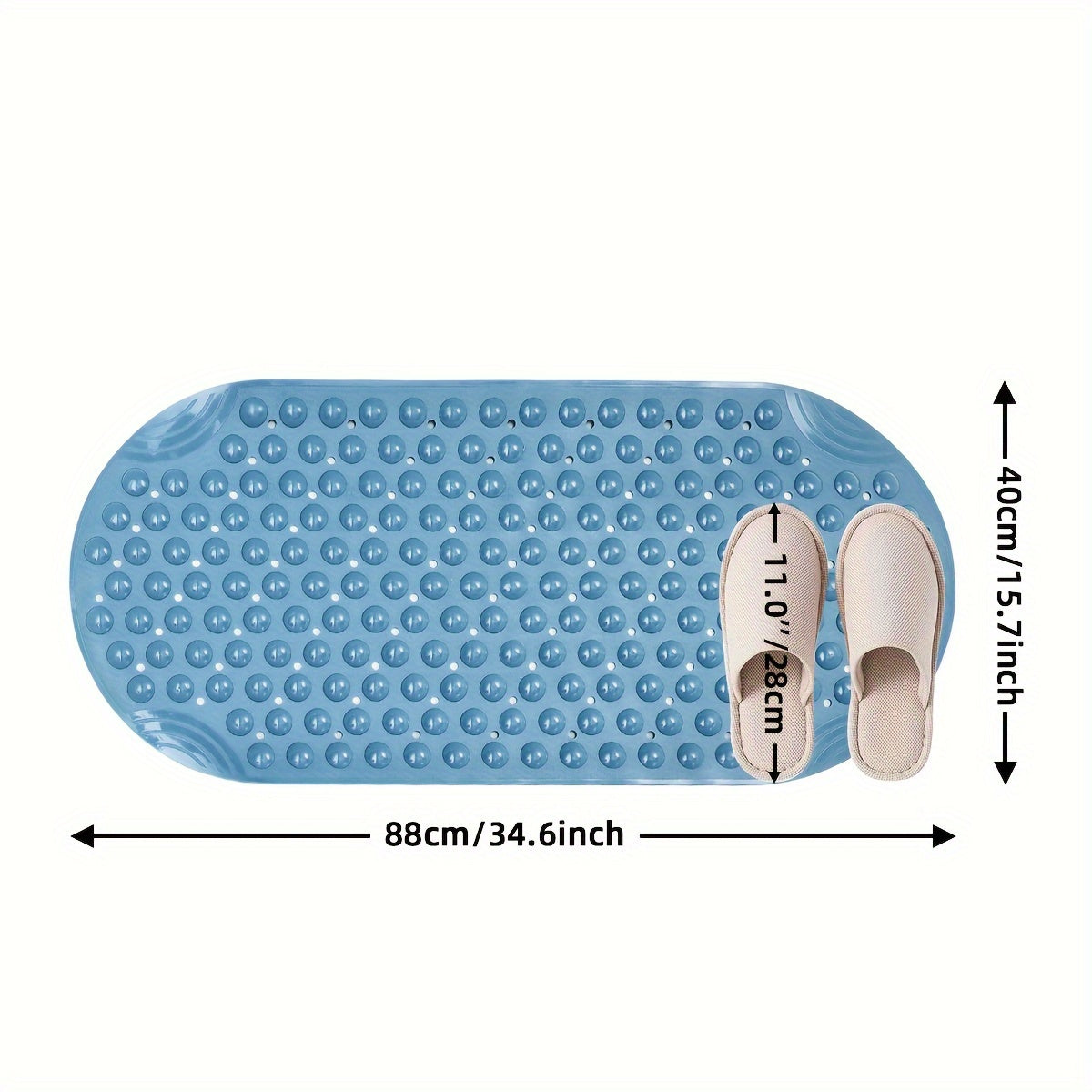 Premium PVC Non-Slip Bathtub Mat with Massage Foot Design - Washable, 15.7" x 34.6", Includes Suction Cups for Secure Placement, Christmas/Halloween Gift Decoration