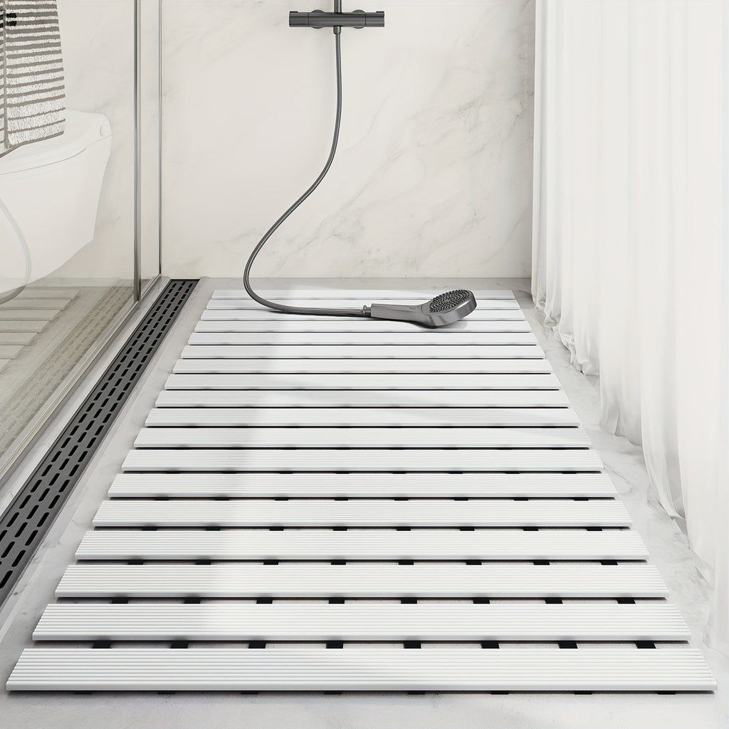 [DAJIANG Bathtub Mat] DAJIANG Non-Slip Bathtub Mat, Black & White Striped, PVC | Hollow Design, Suction Cup, Ideal for Shower and Bathtub Safety