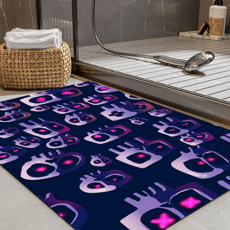 1pc Pixel Art Style Bathroom Mat - Super Absorbent, Non-Slip, Easy to Clean & Washable Floor Mat with Vibrant Neon Colors, Perfect for Kitchen, Bedroom, Laundry Room, and More, Bathroom Mat | Playful Design | Durable Rubber Backing, Bathroom Mat
