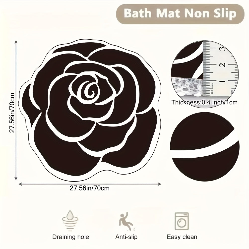 Non-Slip Bath Mat with Unique Floral Design - Durable PVC Shower, Soft Plush Texture, Easy to Clean, Modern Bathroom Decor for Home Safety, Bathroom