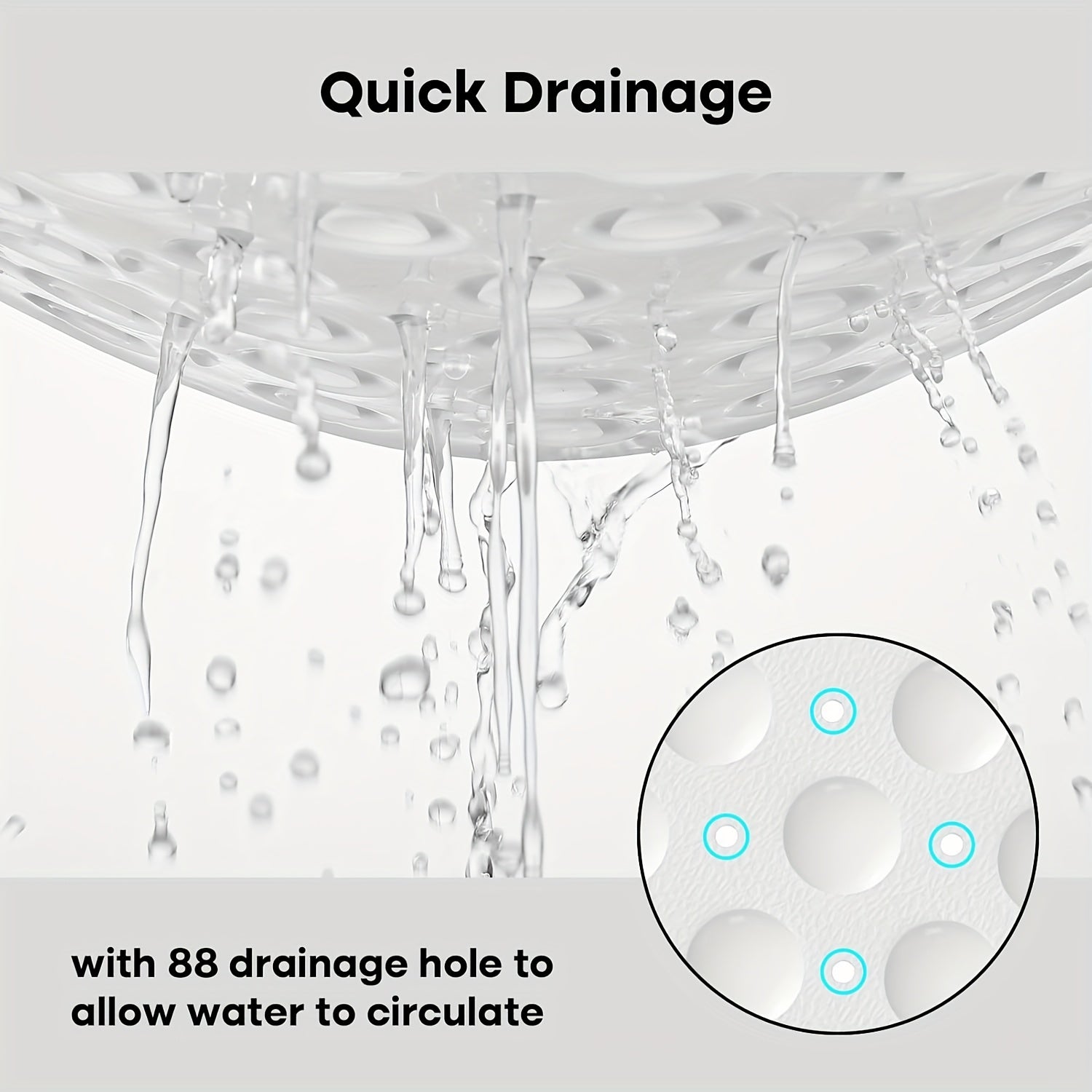 1pc Fan-Shaped Non-Slip Mat 21.26x21.26inch with Suction Cups, Drainage Holes, PVC Material, Machine Washable, Suitable for Bathroom, Kitchen, Greenhouse, Flower House, etc, Furniture Decoration