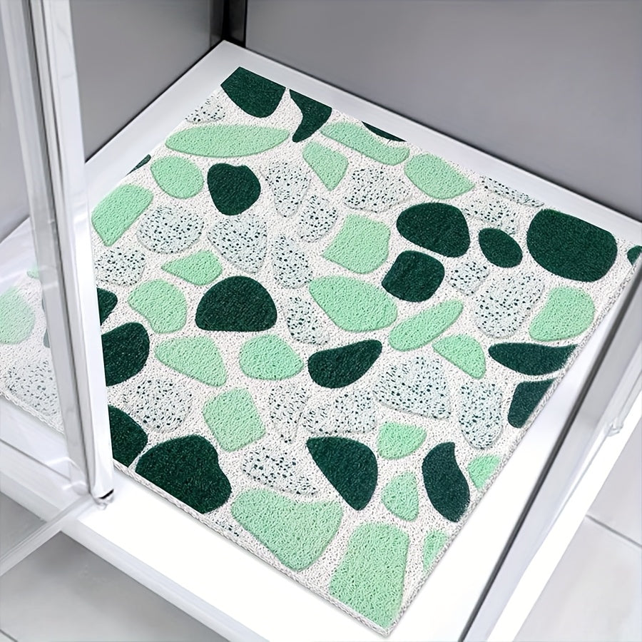 1pc, PVC bathroom rug with drainage holes, Various patterns, cuttable, textured surface for enhanced grip, non-slip shower mat, bathroom decoration