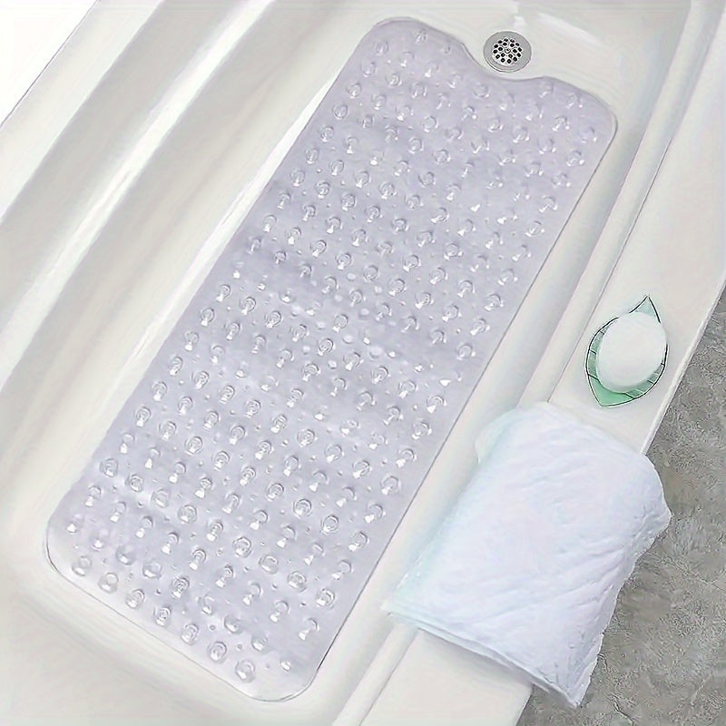 1pc Easy-Clean Non-Slip Bath Mat with Suction Cups - Durable, Textured Shower & Bathtub Safety Rug, White - Ideal for Home & Hotel Bathrooms, Bath Mats for Bathroom
