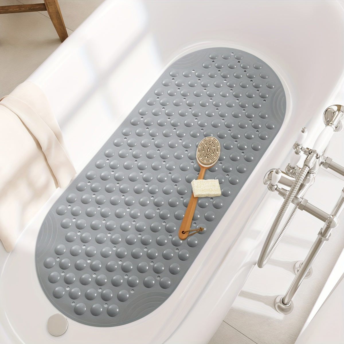 Premium PVC Non-Slip Bathtub Mat with Massage Foot Design - Washable, 15.7" x 34.6", Includes Suction Cups for Secure Placement, Christmas/Halloween Gift Decoration