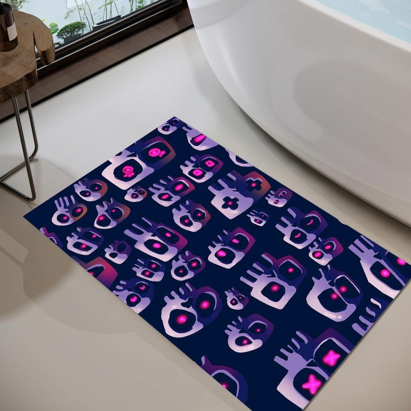 1pc Pixel Art Style Bathroom Mat - Super Absorbent, Non-Slip, Easy to Clean & Washable Floor Mat with Vibrant Neon Colors, Perfect for Kitchen, Bedroom, Laundry Room, and More, Bathroom Mat | Playful Design | Durable Rubber Backing, Bathroom Mat