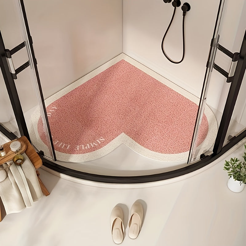 Heart-Shaped PVC Shower Mat, Non-Slip Anti-Fall Bathroom Floor Mat with Drainage and Separation Pad, Hollow Design for Safety and Water Efficiency, Bathroom Accessories|Decorative Bath Mat|PVC Material, Shower Ma