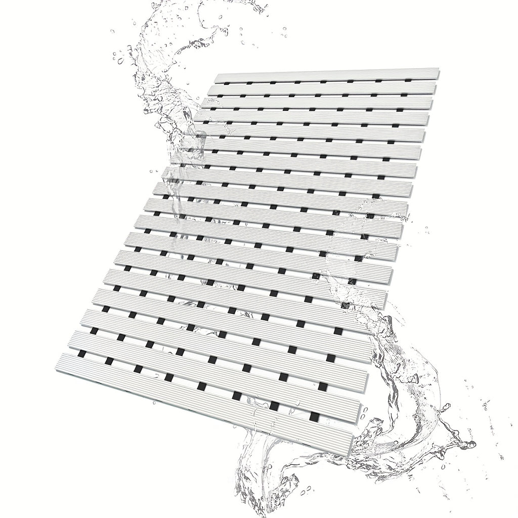 [DAJIANG Bathtub Mat] DAJIANG Non-Slip Bathtub Mat, Black & White Striped, PVC | Hollow Design, Suction Cup, Ideal for Shower and Bathtub Safety