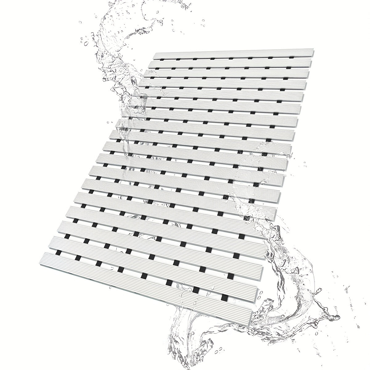 [DAJIANG Bathtub Mat] DAJIANG Non-Slip Bathtub Mat, Black & White Striped, PVC | Hollow Design, Suction Cup, Ideal for Shower and Bathtub Safety