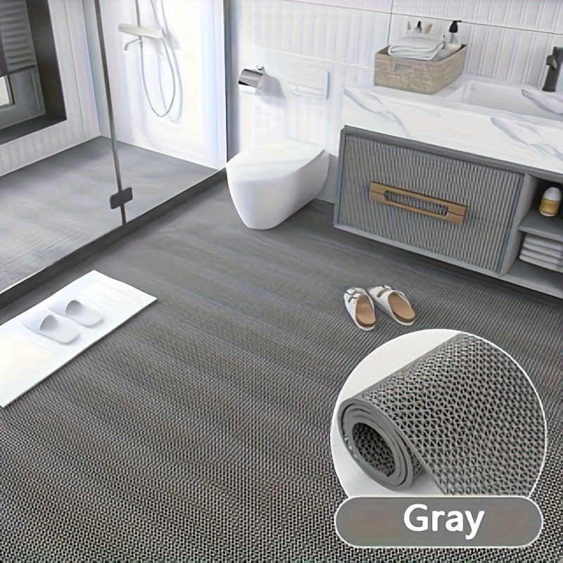 [4.5mm PVC Anti-Slip Pad] 1pc 4.5mm Thin PVC Anti-Slip Pad, High Absorbency Rectangular Bathroom and Kitchen Mat | Modern Bath Mat, Machine Made, Hand Wash Only, Hollow Non-Slip Drainage Mat