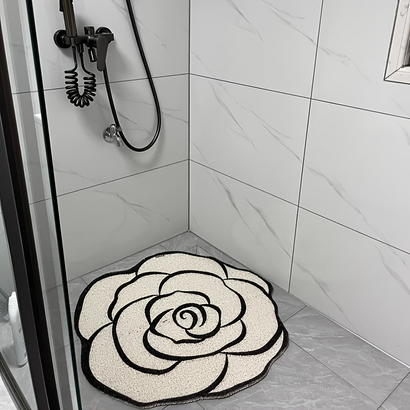 Non-Slip Bath Mat with Unique Floral Design - Durable PVC Shower, Soft Plush Texture, Easy to Clean, Modern Bathroom Decor for Home Safety, Bathroom