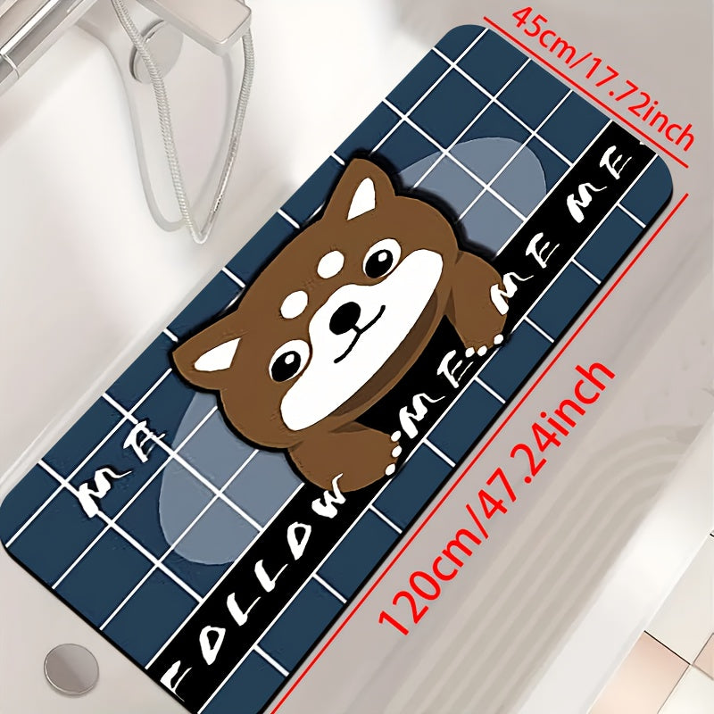 1pc Diatomite Bath Mat with Adorable Cartoon Dog Print Design, Quick-Dry & Non-Slip Absorbent Floor Mat – Soft and Comfortable for Bathroom, Shower, Laundry Room, Bedroom, Doorway, RV Bathroom, Bathroom, Bath Matts for Bathroom, Non Slip Bathtub Mat,