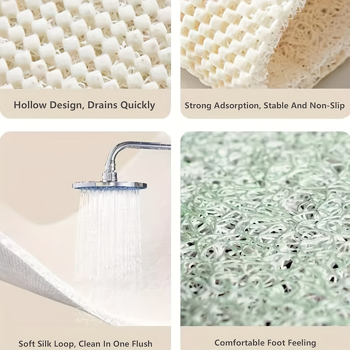 Heart-Shaped PVC Shower Mat, Non-Slip Anti-Fall Bathroom Floor Mat with Drainage and Separation Pad, Hollow Design for Safety and Water Efficiency, Bathroom Accessories|Decorative Bath Mat|PVC Material, Shower Ma