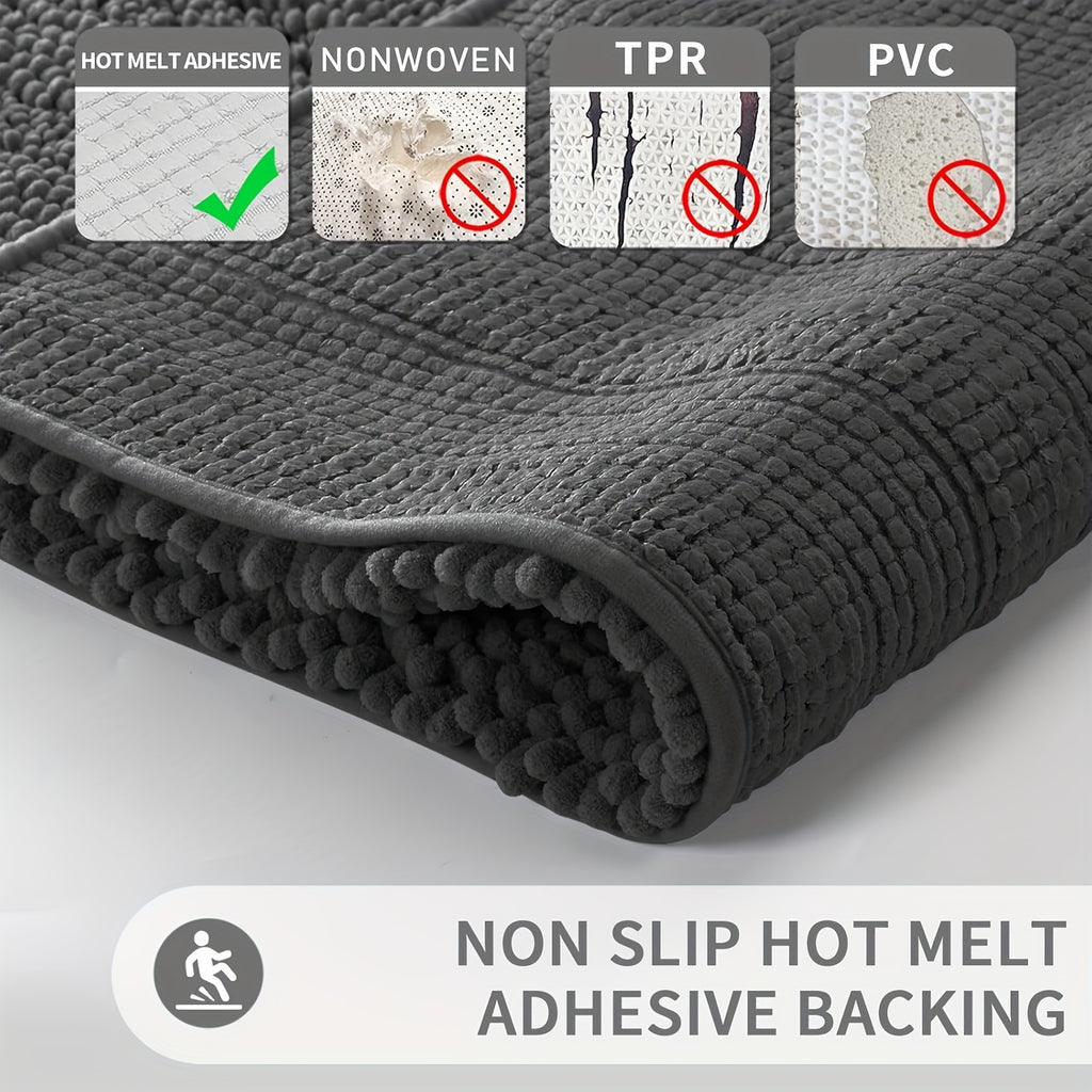 2pcs, Super Absorbent! Footfeel Soft And Quick-Drying Upgraded Thickened! Nordic Style Chenille Bathroom Mat, Fluffy Ball Bathroom Mat, Non-Slip And Comfortable And Fashionable Versatile Bathroom Mat, Guardian Home Dry Chenille Thickened And Enclosed Soft