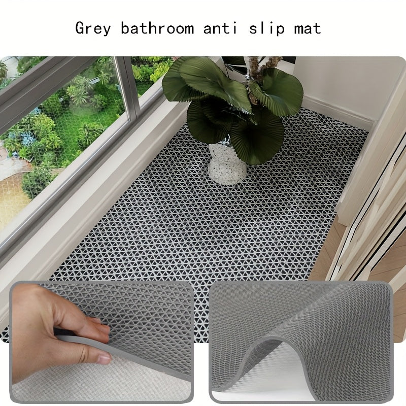 [4.5mm PVC Anti-Slip Pad] 1pc 4.5mm Thin PVC Anti-Slip Pad, High Absorbency Rectangular Bathroom and Kitchen Mat | Modern Bath Mat, Machine Made, Hand Wash Only, Hollow Non-Slip Drainage Mat