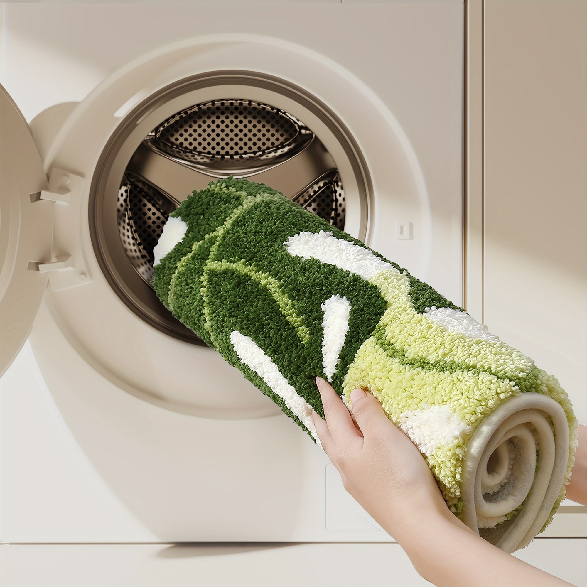 One Piece of Green Forest Rainforest Dense Forest Bathroom Floor Mat Absorbent Pad in Ins Style Fresh Home Use Bath Rug Doorstep Mat Flocked Toilet Foot Mat