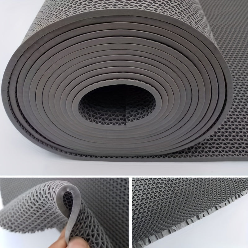 [4.5mm PVC Anti-Slip Pad] 1pc 4.5mm Thin PVC Anti-Slip Pad, High Absorbency Rectangular Bathroom and Kitchen Mat | Modern Bath Mat, Machine Made, Hand Wash Only, Hollow Non-Slip Drainage Mat
