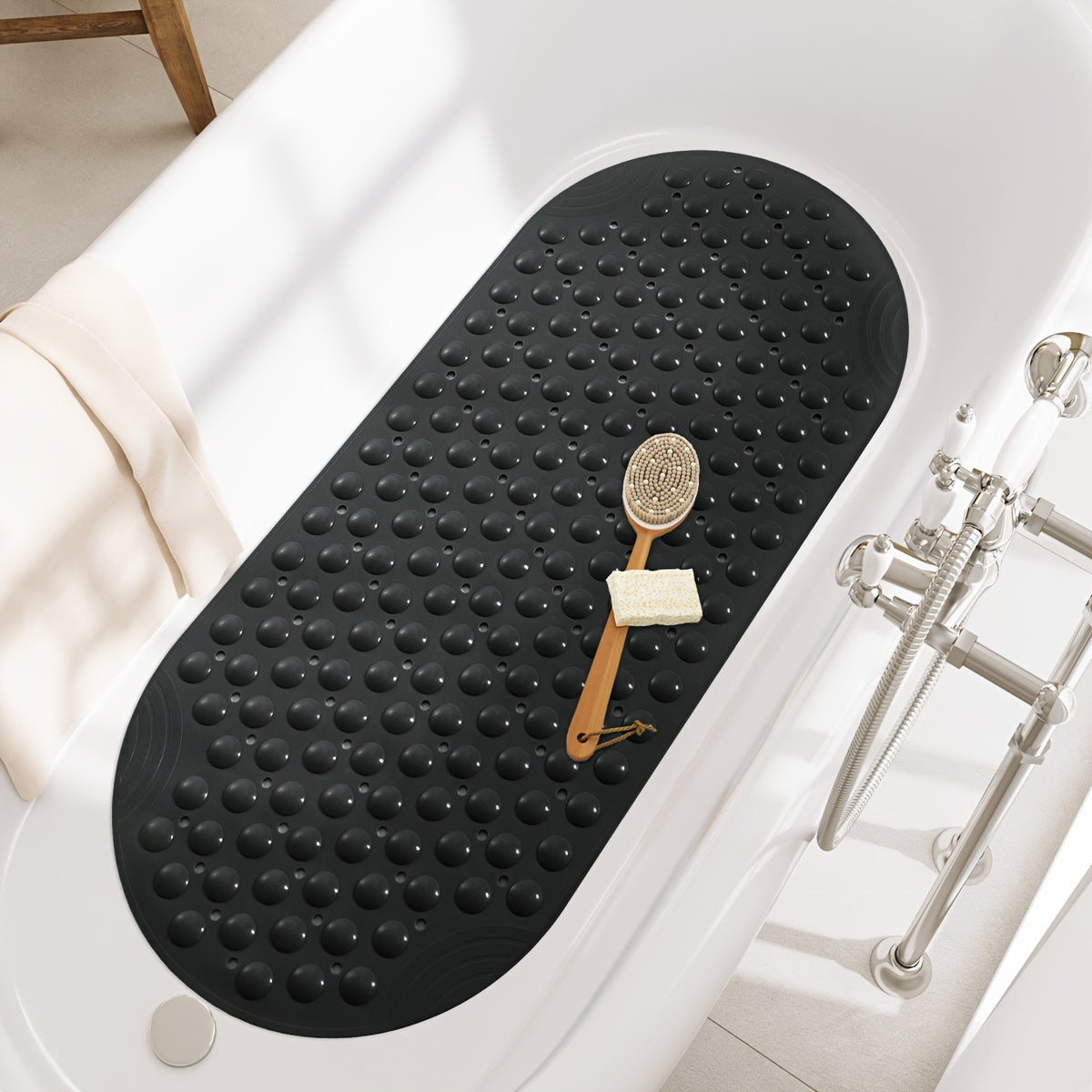 Premium PVC Non-Slip Bathtub Mat with Massage Foot Design - Washable, 15.7" x 34.6", Includes Suction Cups for Secure Placement, Christmas/Halloween Gift Decoration