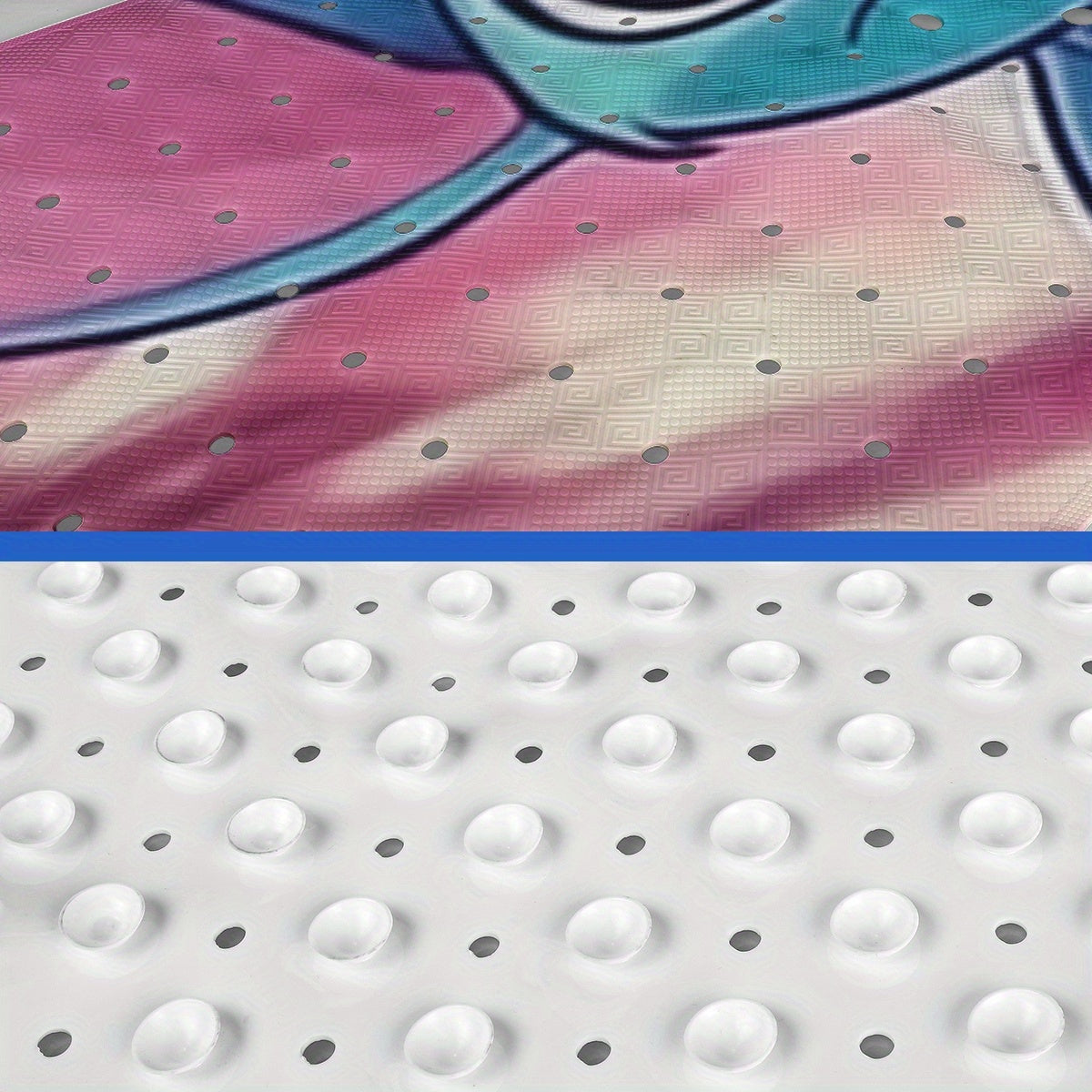 Stitch, Pink and Purple Tone Cartoon Style Bathtub Mat - Non-Slip Bathroom Bath Mats for Shower Floor - 40x100cm / 15.7x39.3in, Extra Long Soft Water-Absorbent Anti-Skid Tub Mat Collection
