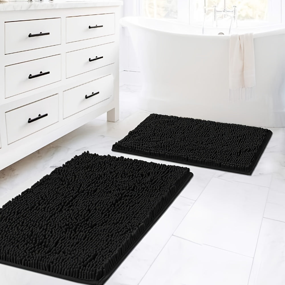 AIERJIA 2PCSBath Rugs for Bathroom Slip-Resistant Shag Chenille Bath Rugs Mat Extra Soft And Absorbent Bath Rug for Shower Room Machine-Washable Fast Dry 20" X 32" Plus 17" X 24"