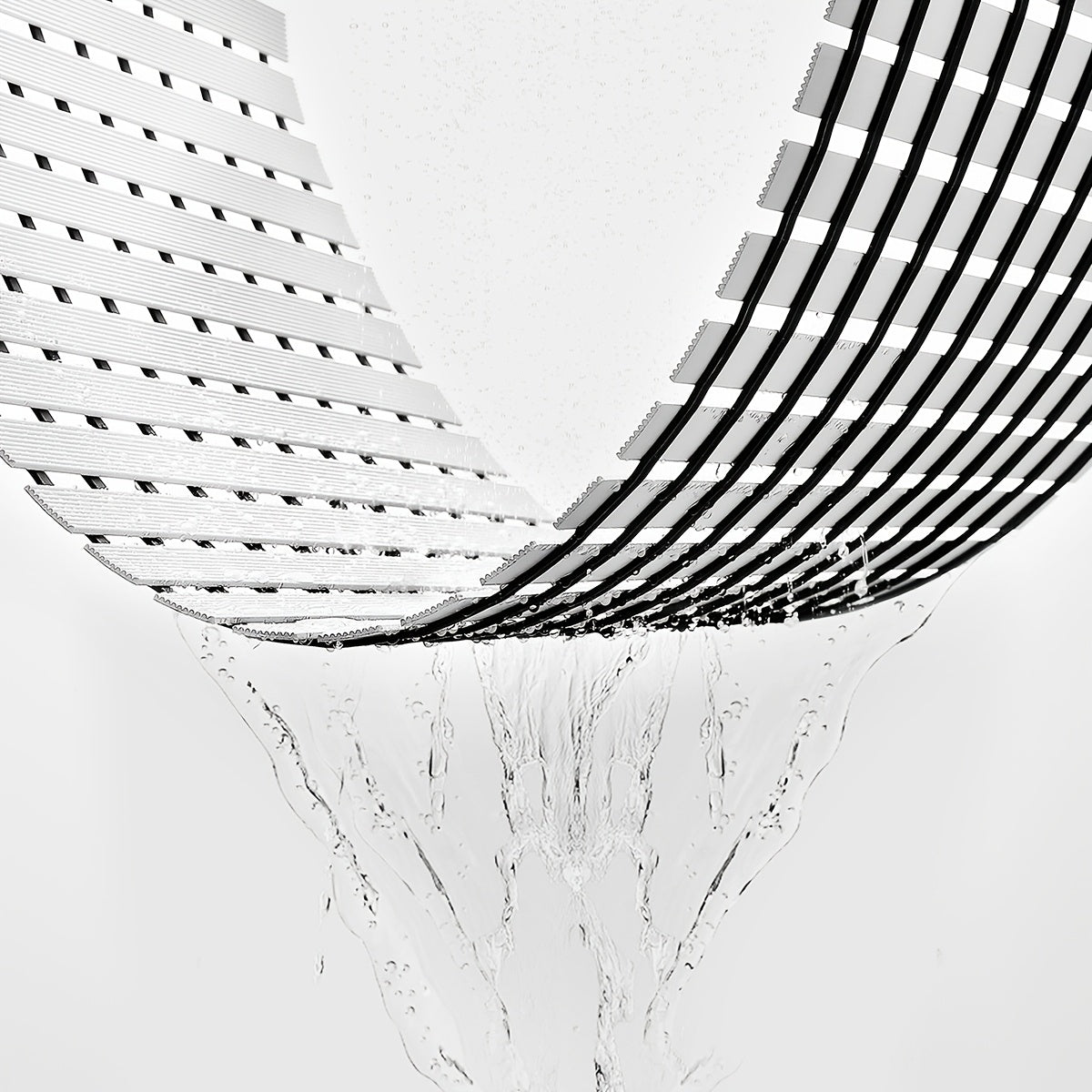[DAJIANG Bathtub Mat] DAJIANG Non-Slip Bathtub Mat, Black & White Striped, PVC | Hollow Design, Suction Cup, Ideal for Shower and Bathtub Safety