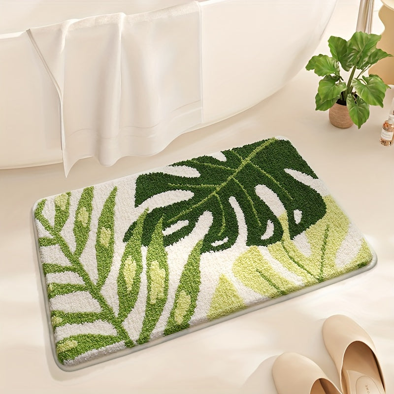 One Piece of Green Forest Rainforest Dense Forest Bathroom Floor Mat Absorbent Pad in Ins Style Fresh Home Use Bath Rug Doorstep Mat Flocked Toilet Foot Mat