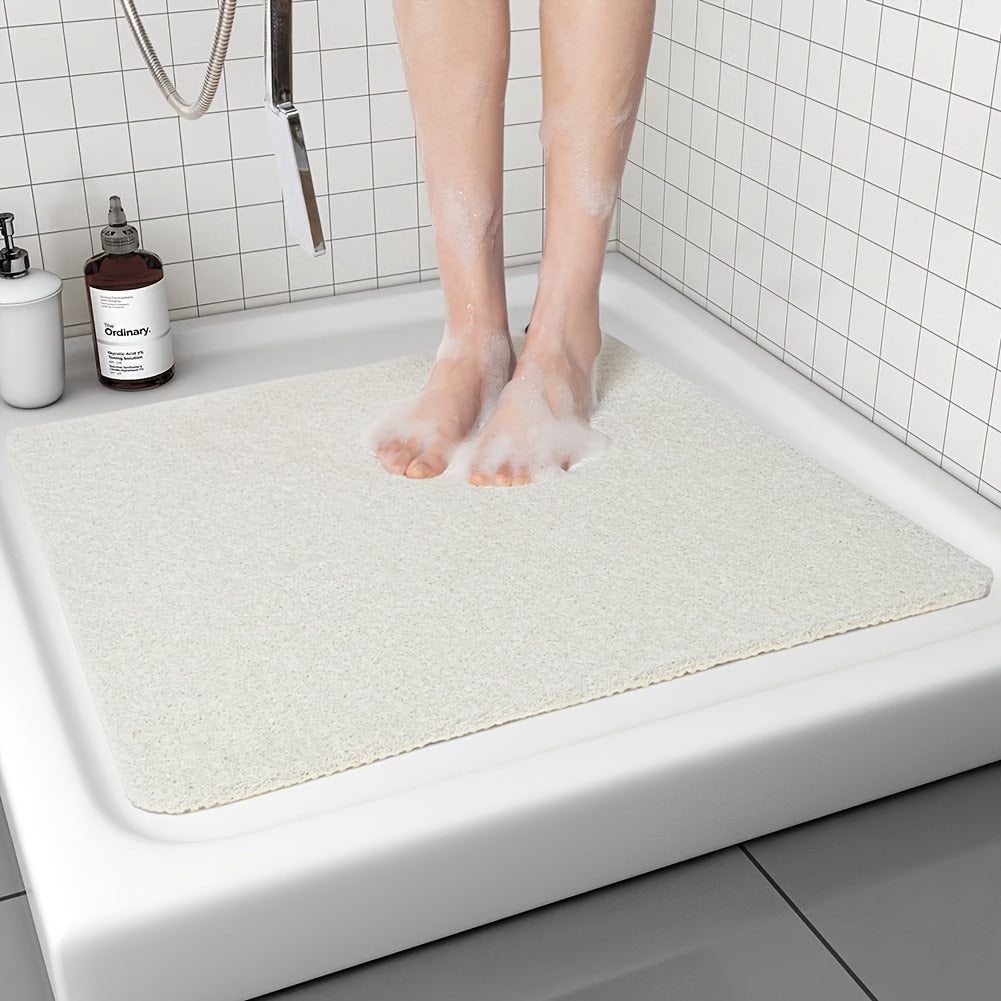 1pc Bathroom Non-slip Mat, Foaming Loofah Base Shower Mat, Waterproof Floor Mat, 21*21in, Bath Supplies