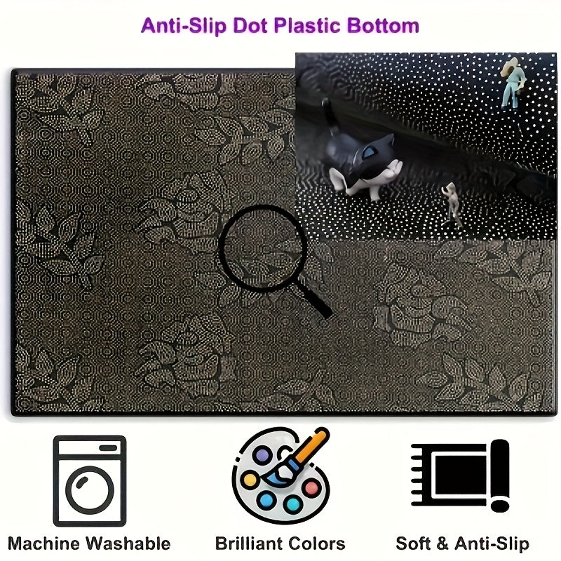 Dinosaur Fossil Pattern Soft Thickened Mat - 8mm, Machine Washable, Suitable for Bathroom, Kitchen, Living Room, Bedroom - Multifunctional Indoor Decorative Mat, Dinosaur Bathroom Decoration